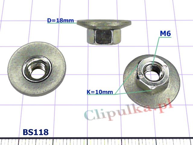 Nut M6 with washer galvanized for screw Citroen - BS118