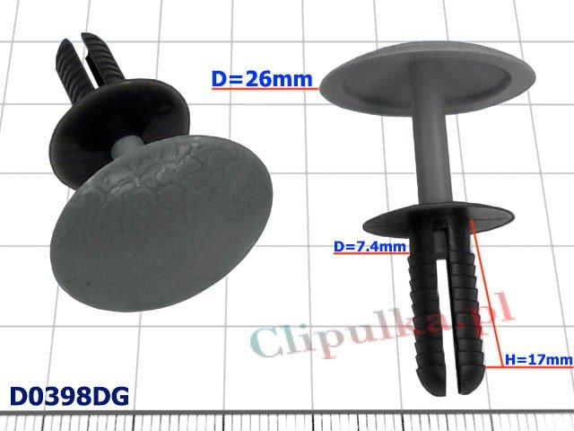 Kołek tapicerski ciemnoszary TIR D=7.4+mm  - D0398DG