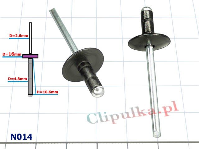 Nit czarny anodowany  D=4.8mm - N014