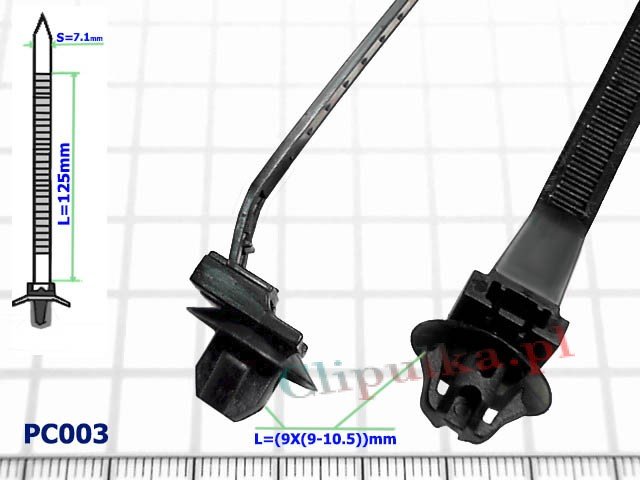 Clamp plastic universal L=(9X(9-10.5))mm - PC003