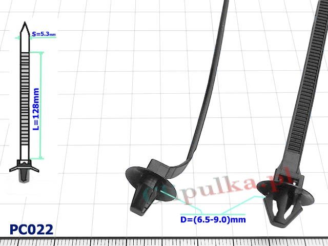 Clamp plastic universal D=(6.5-9.0)mm Acura - PC022