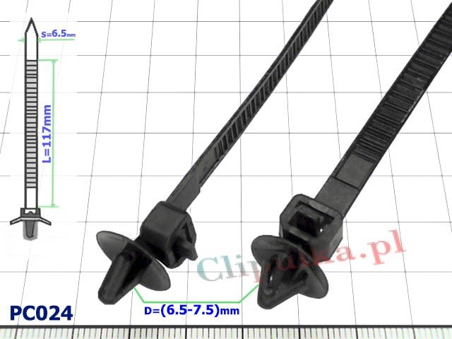 Clamp plastic universal D=(6.5-7.5)mm - PC024