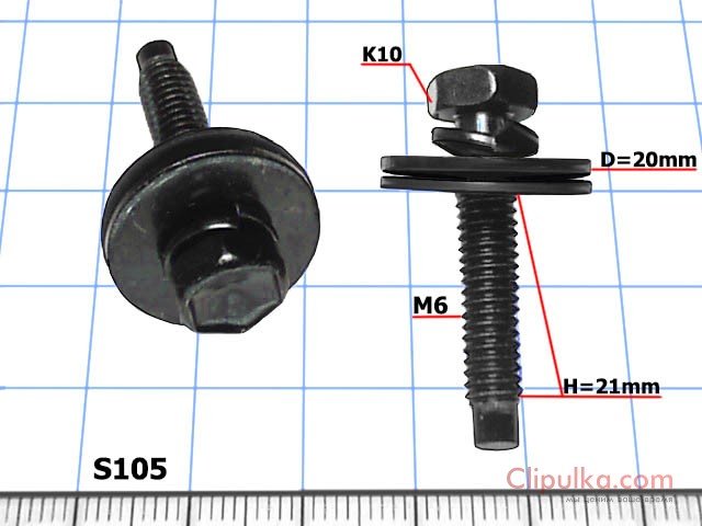 Gasket screw with engraver M6 Toyota - S105