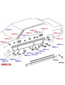 Schemat montażu spinek listwy Mercedes E-Klass W124 - SME124