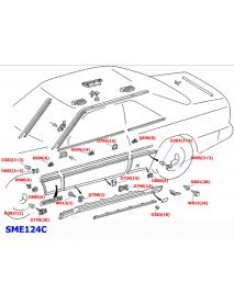Schemat montażu spinek listwy Mercedes E-Klass W124 Coupe - SME124C
