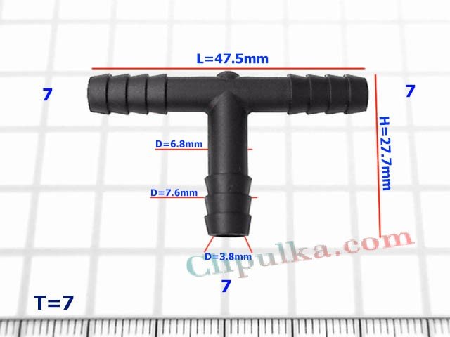 Тройник 7mm - T=7