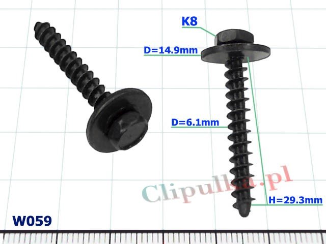 Wkręt montażowy D=6.1mm - W059